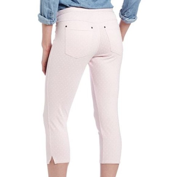 COPY - Sz M HUE Jeans Capri Leggings Pale Pink Polka Dot Women's Medium U13398 - Picture 2 of 3